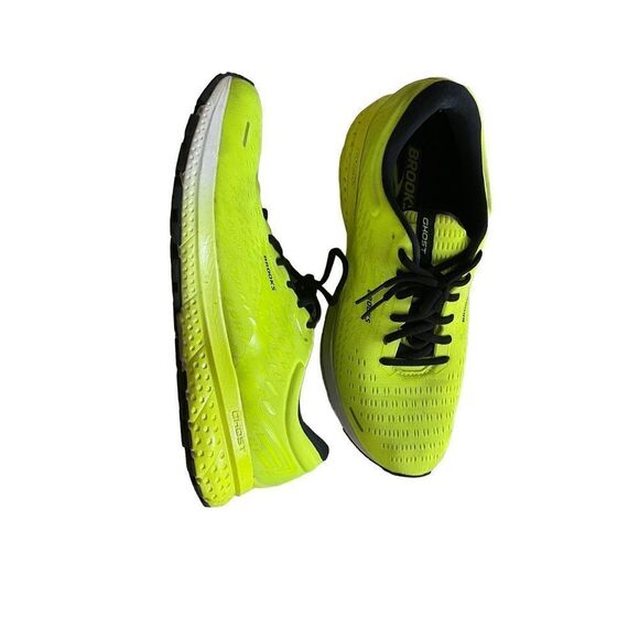 Brooks Ghost Mens Neon Green Lace Up Road Sneakers Athletic Running Shoes 11.5 - Picture 9 of 12